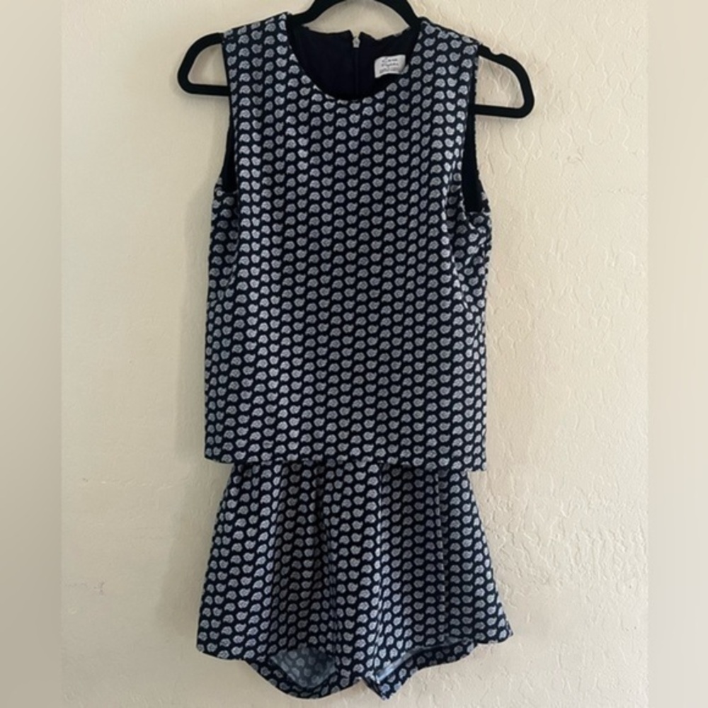 Zara Trafaluc collection floral blue romper sz M
